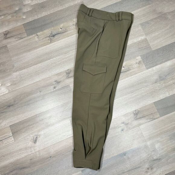 Express Super High Rise Pleated Ankle Cargo Utility Pants Olive Khaki Green 6 - Picture 6 of 16